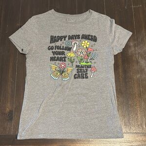 Gray Graphic T-Shirt with Colorful Design
